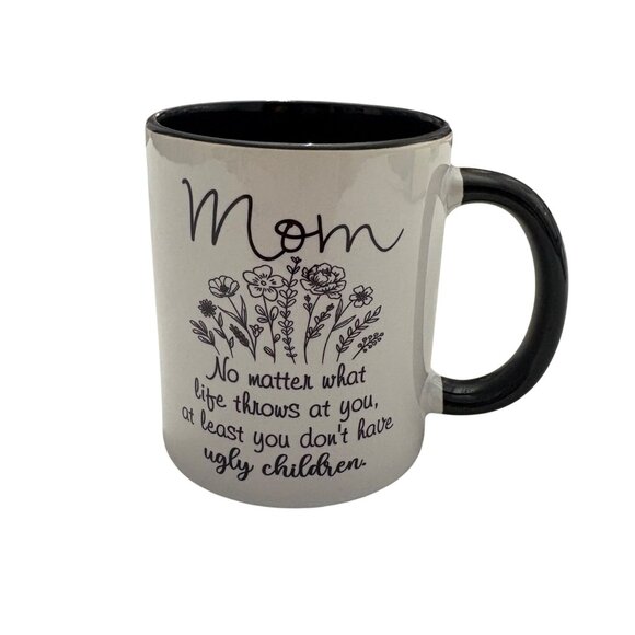 Funny Mom Ceramic Mug With Floral Design & Quote Coffee or Tea Cup - Picture 1 of 5